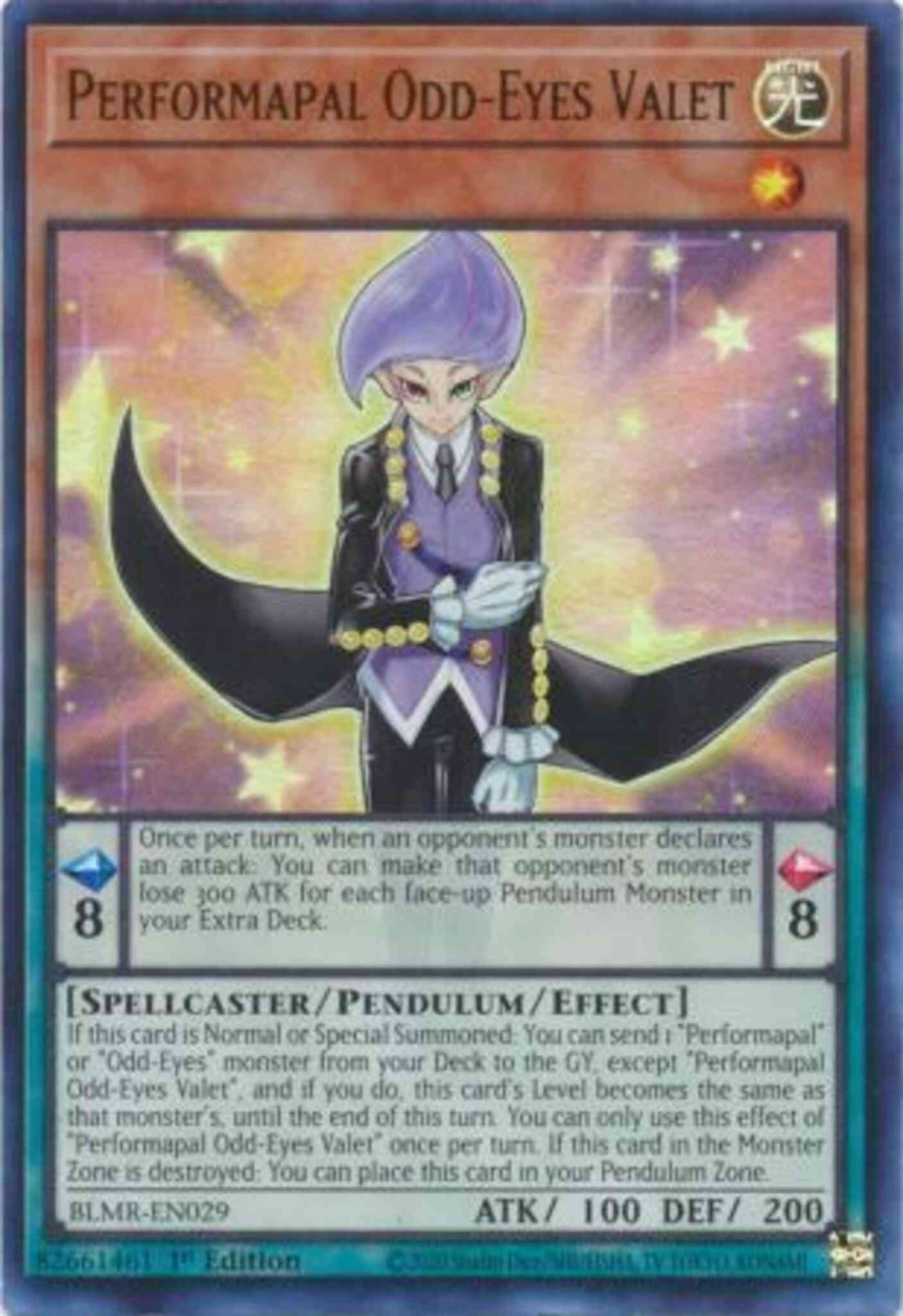 Performapal Odd-Eyes Valet - BLMR-EN029 - Ultra Rare - 1st Edition