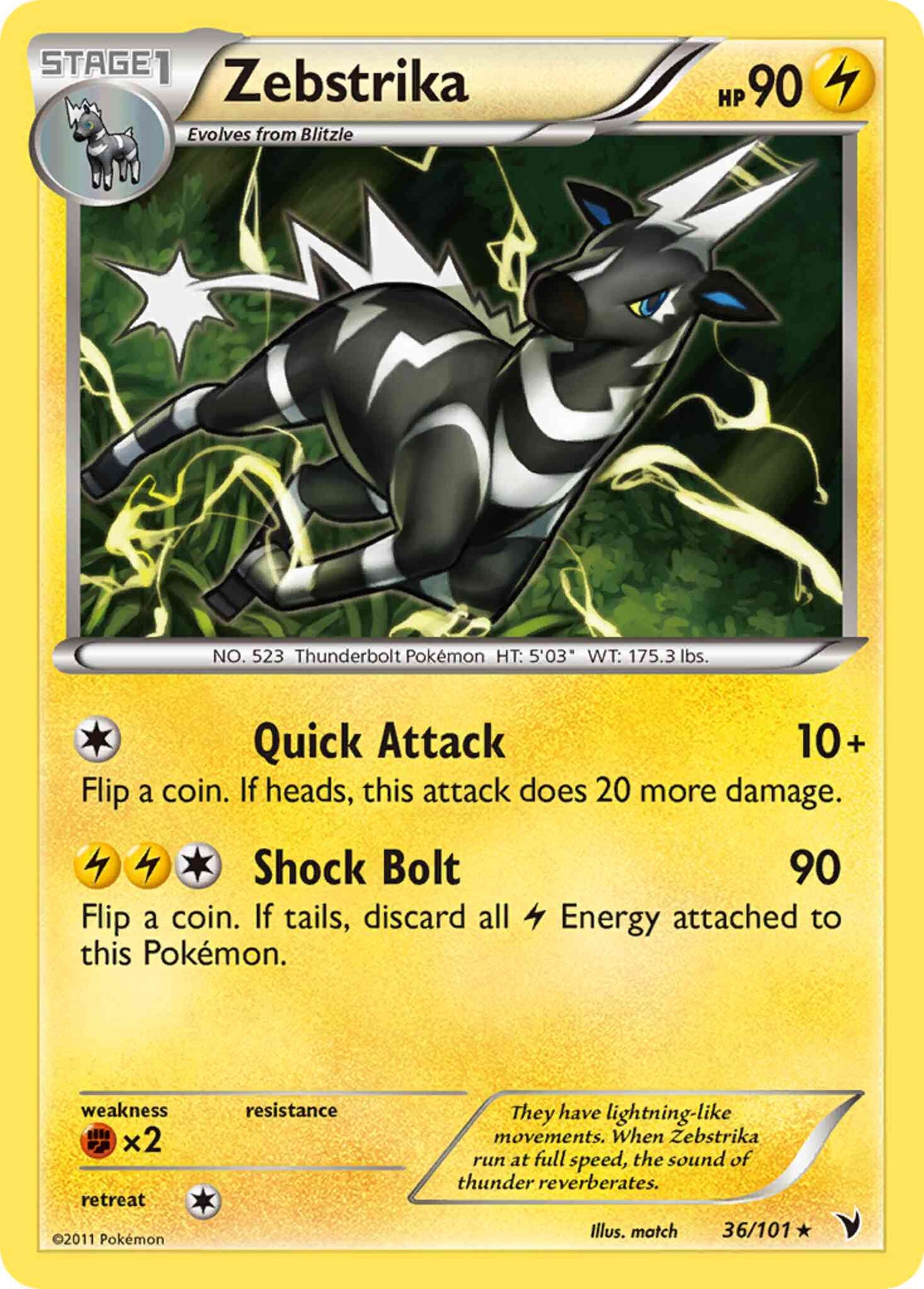 Zebstrika - 36/101 - Rare [bw3-36] [Reverse Holo]