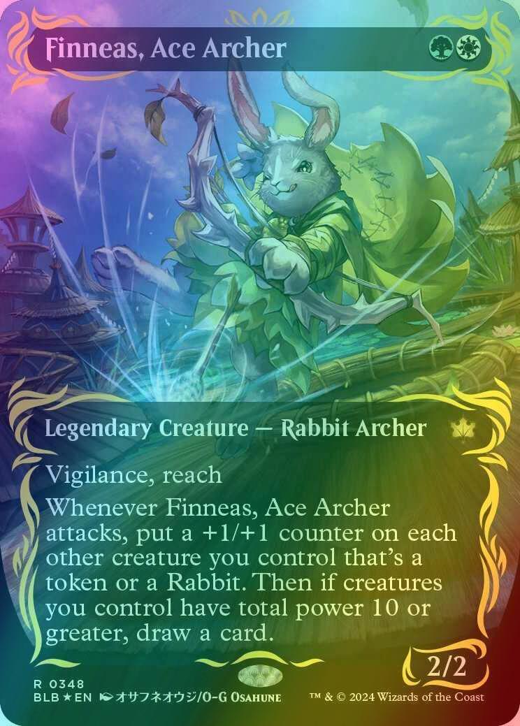 Finneas, Ace Archer [348] [Borderless] [Anime] [Bloomburrow] [Raised Foil]