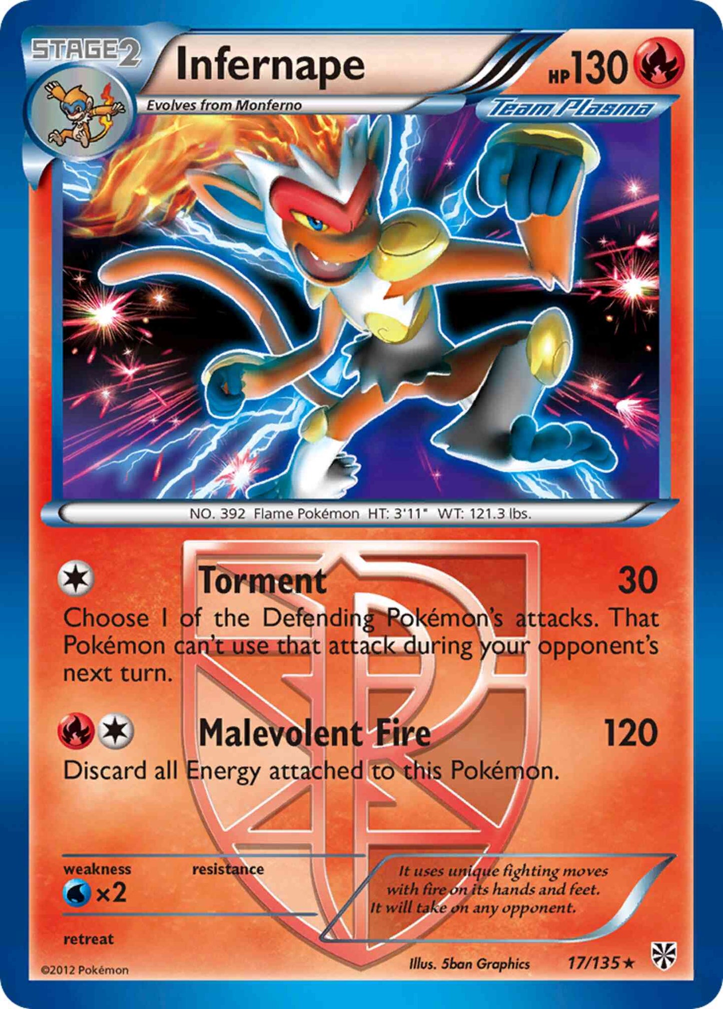 Infernape - 17/135 - Rare Holo [bw8-17] [Reverse Holo]