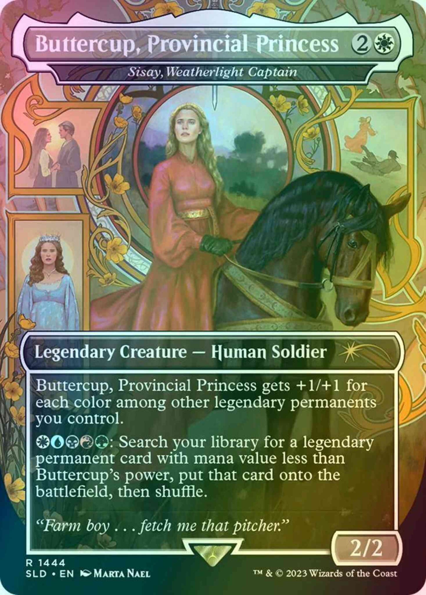Buttercup, Provincial Princess - Sisay, Weatherlight Captain [1444] [Borderless] [The Princess Bride] [Secret Lair Drop] [Foil]