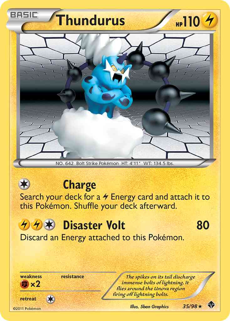Thundurus - 35/98 - Rare Holo [bw2-35] [Reverse Holo]