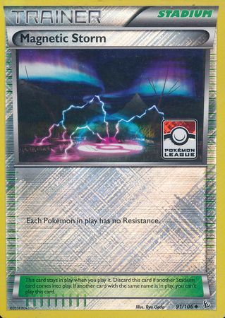 Magnetic Storm - 91/106 - Uncommon - Crosshatch Holo Pokemon League Promo [Reverse Holo]