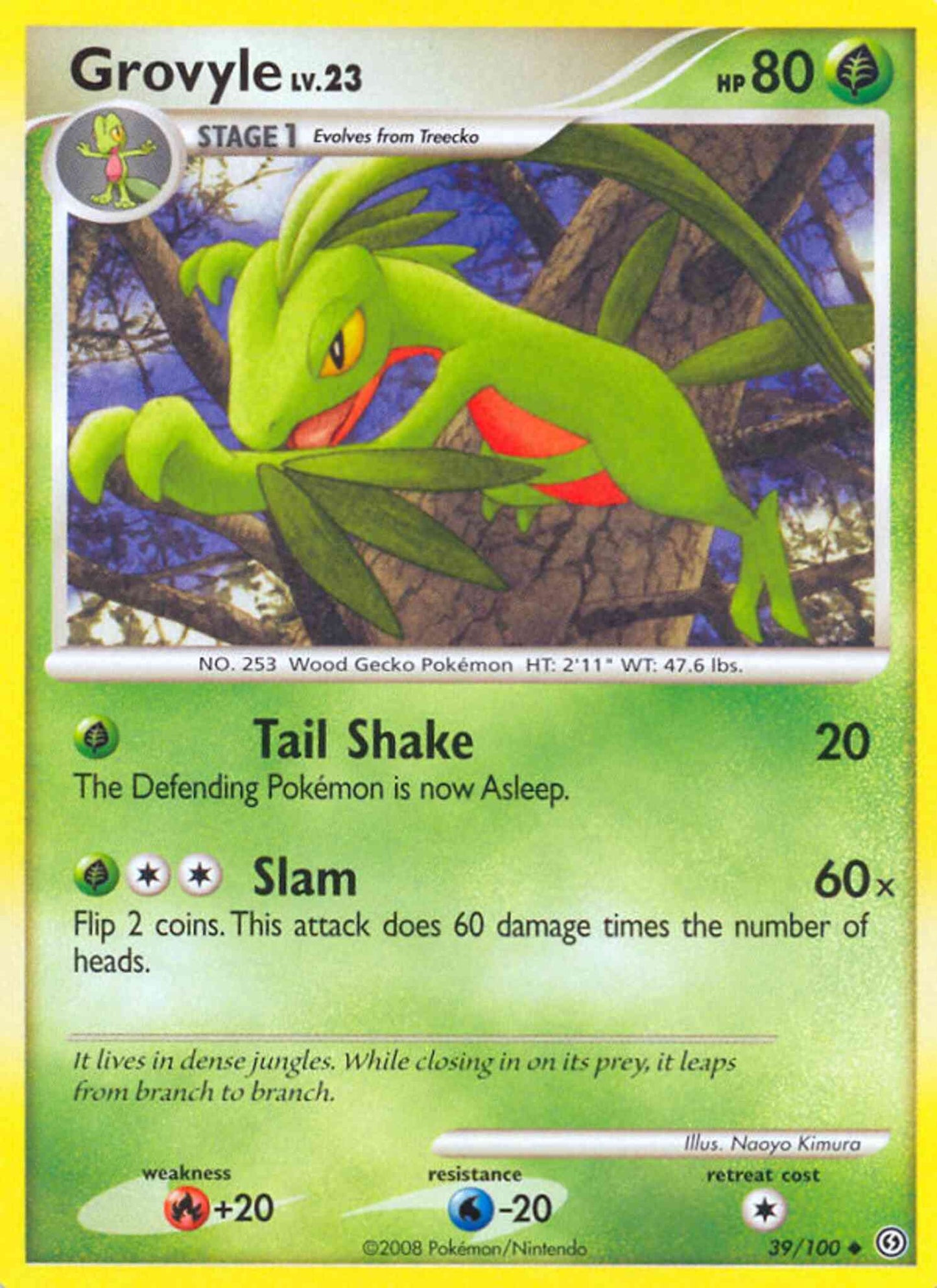 Grovyle - 39/100 - Uncommon [dp7-39] [Non-Holo]