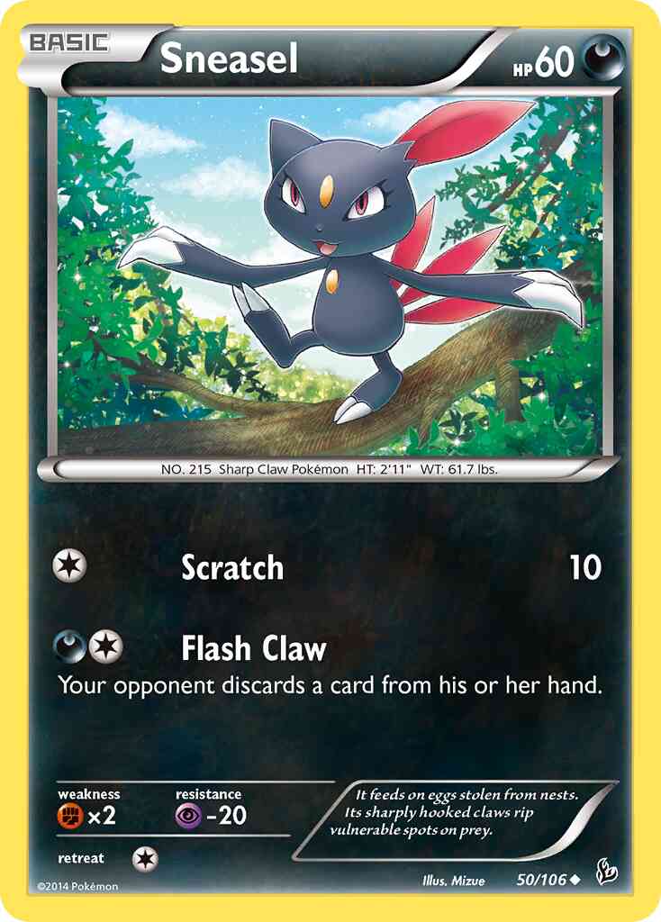 Sneasel - 50/106 - Uncommon [xy2-50] [Reverse Holo]