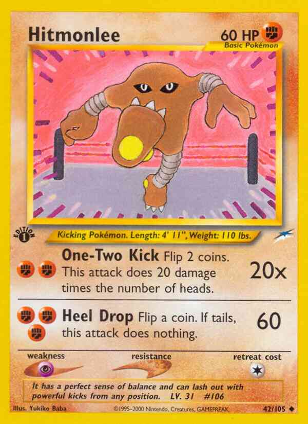 Hitmonlee - 42/105 - Uncommon - 1st Edition [neo4-42] [Non-Holo]