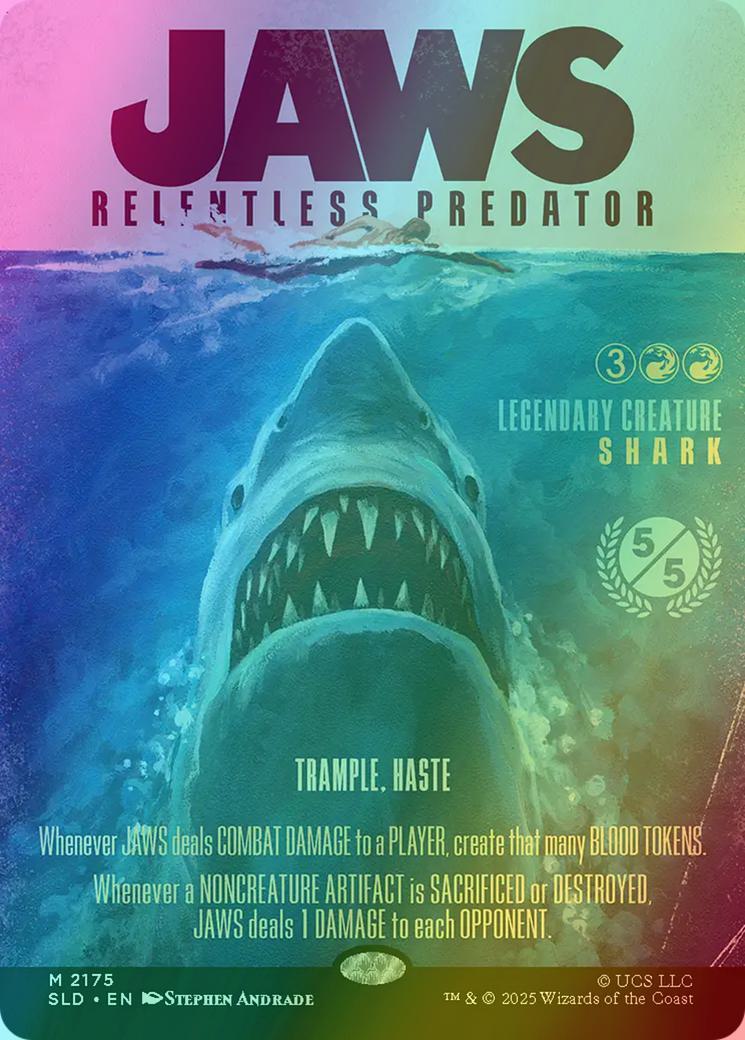 Jaws, Relentless Predator [2175] [Borderless] [Jaws: Terror of Amity Island] [Secret Lair Drop] [Rainbow Foil]