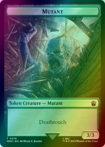 Alien Rhino Token (03) // Mutant Token (18) [Universes Beyond: Doctor Who: Tokens] [Foil]