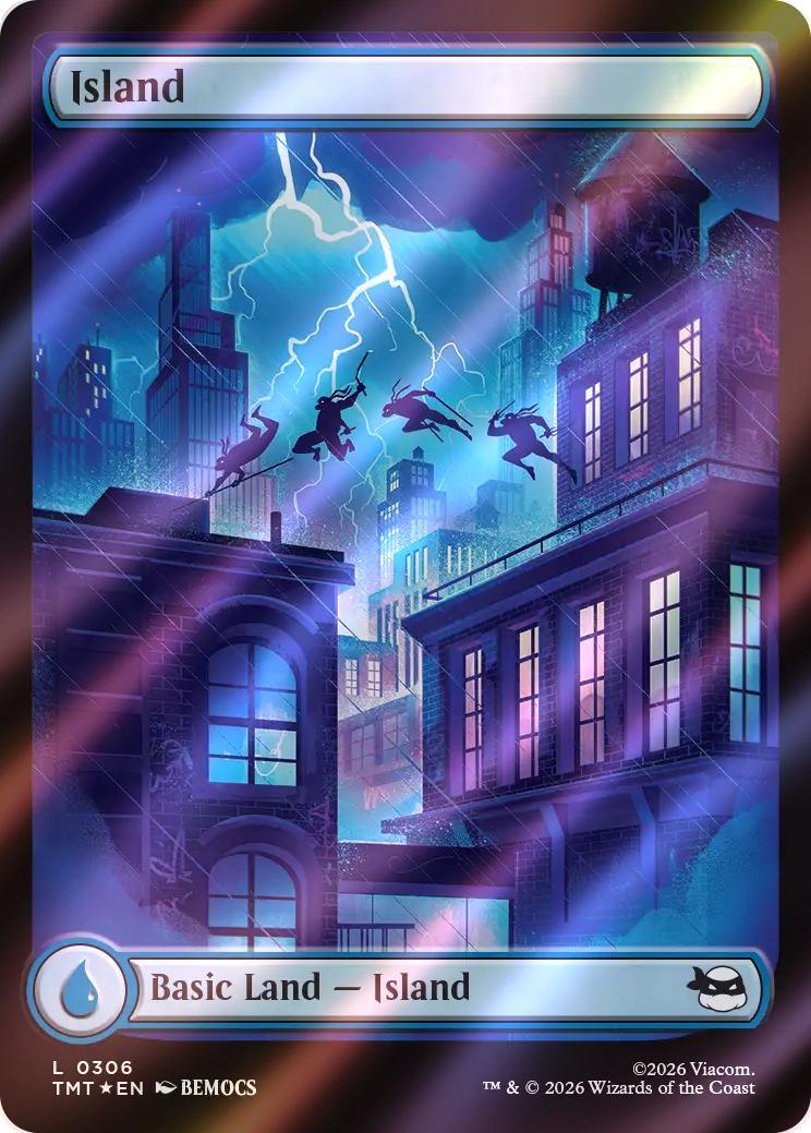 Island [306] [Full Art] [Rooftop Basic Land] [Teenage Mutant Ninja Turtles] [Surge Foil]
