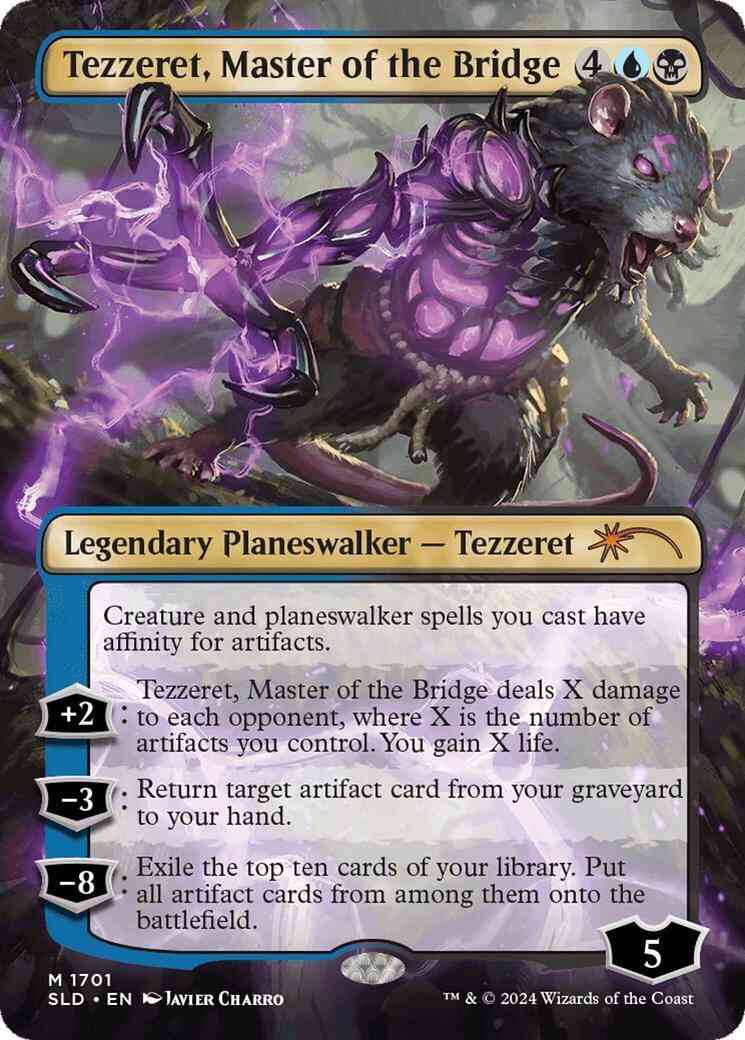 Tezzeret, Master of the Bridge [1701] [Borderless] [Showcase: Bloomburrow] [Secret Lair Drop] [Foil]