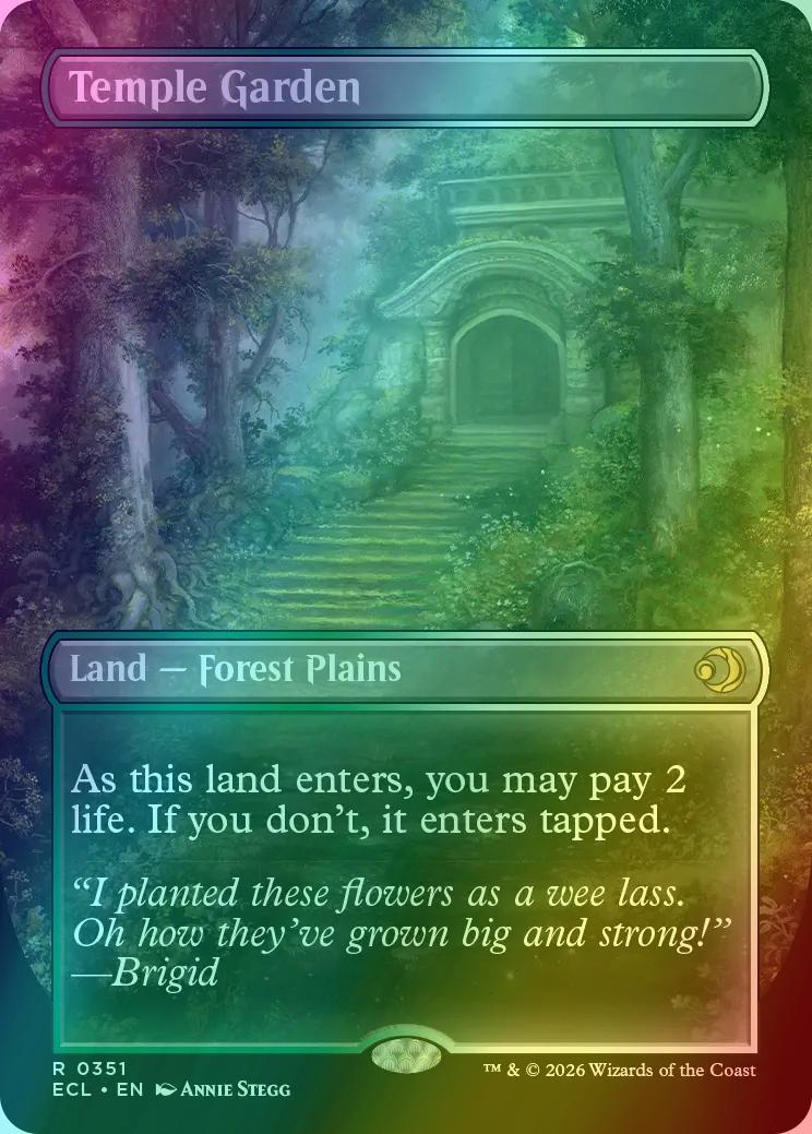 Temple Garden // Temple Garden [351] [Borderless] [Reversible Shock Lands] [Lorwyn Eclipsed] [Foil]
