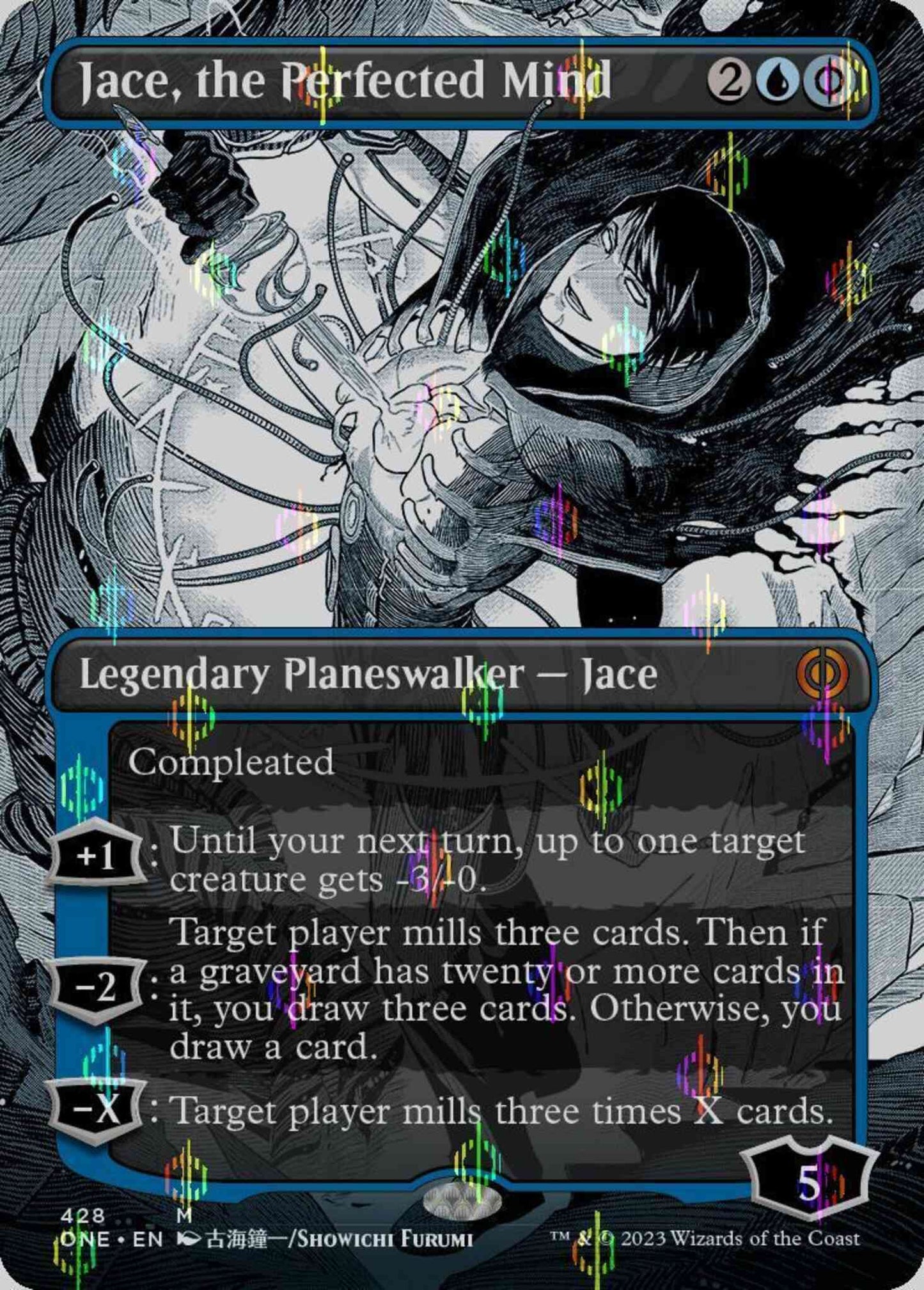 Jace, the Perfected Mind [428] [Borderless] [Manga] [Phyrexia: All Will Be One] [Compleat Foil]