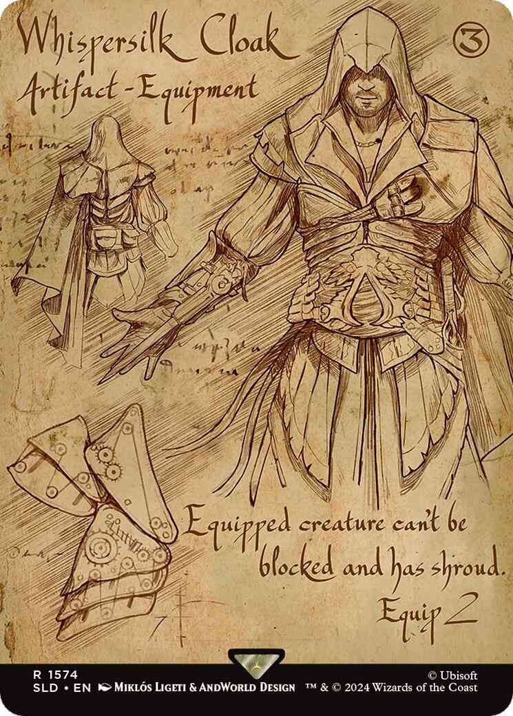 Whispersilk Cloak [1574] [Borderless] [Da Vinci's Designs] [Secret Lair Drop] [Non-Foil]