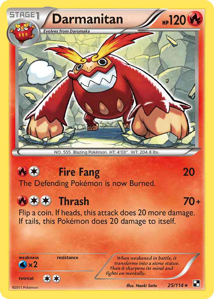 Darmanitan - 25/114 - Rare [bw1-25] [Reverse Holo]