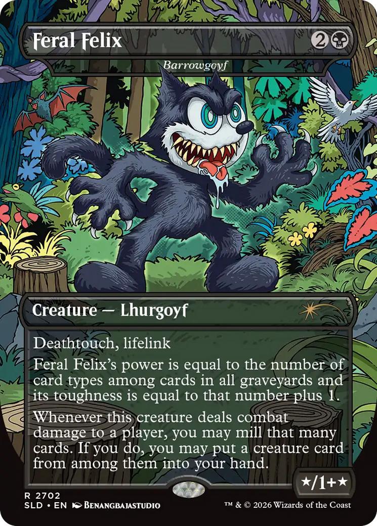 Feral Felix - Barrowgoyf [2702] [Borderless] [Felix the Cat] [Secret Lair Drop] [Non-Foil]