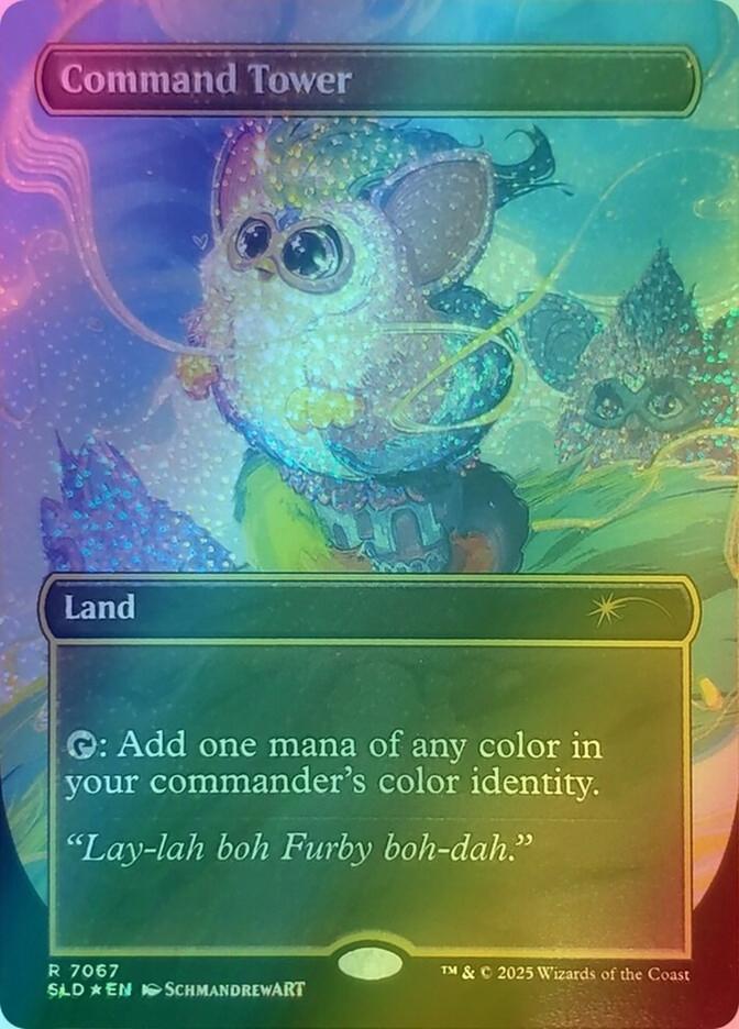 Command Tower [7067] [Borderless] [Furbys: Doo-Ay Noo-Lah] [Secret Lair Drop] [Confetti Foil]