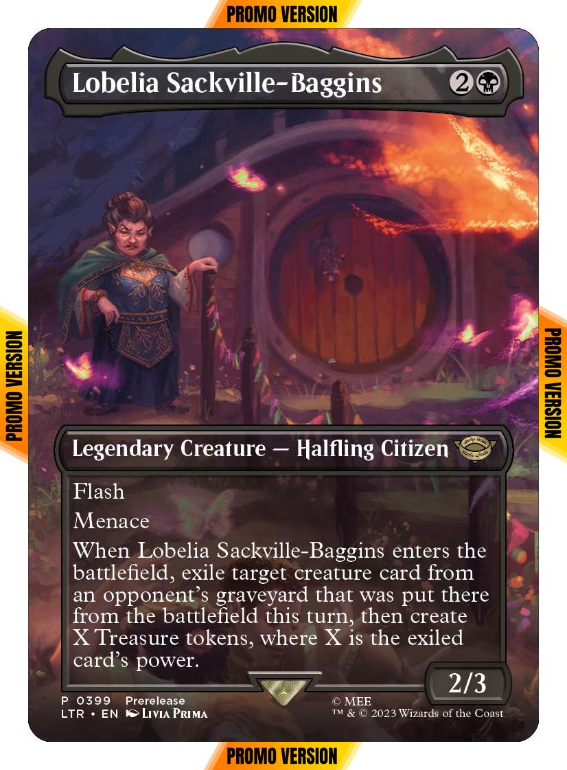 Lobelia Sackville-Baggins [399] [Borderless] [Prerelease] [The Lord of the Rings: Tales of Middle-earth] [Non-Foil]