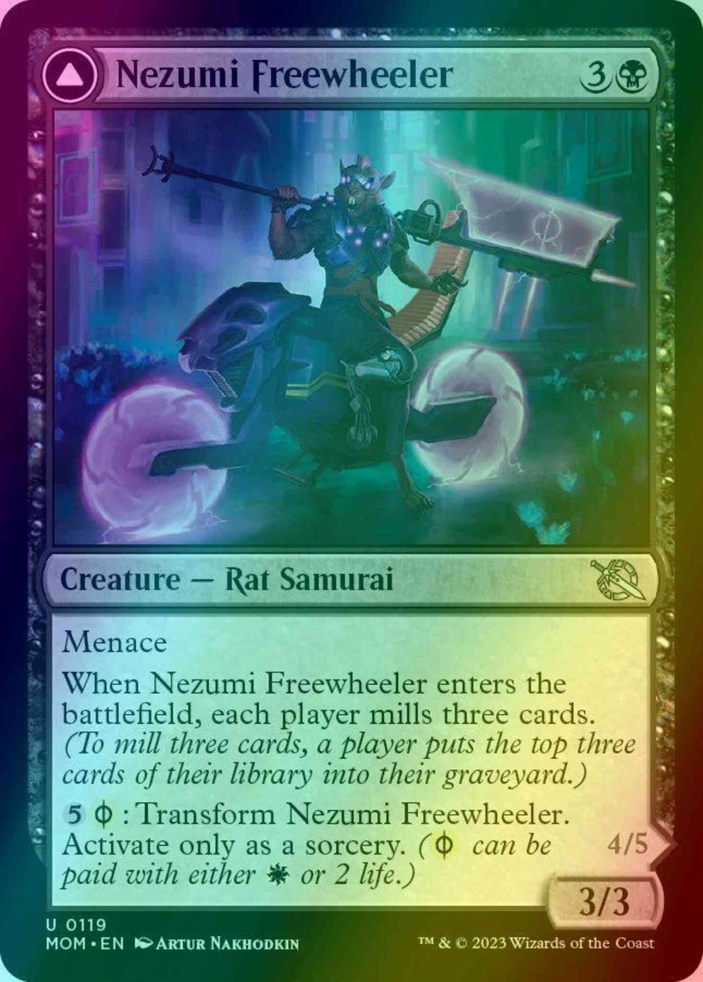 Nezumi Freewheeler // Hideous Fleshwheeler [119] [March of the Machine] [Foil]