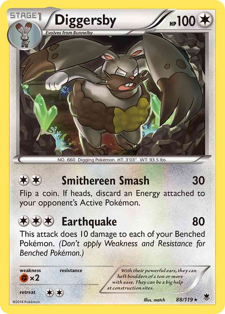 Diggersby - 88/119 - Rare [xy4-88] [Non-Holo]