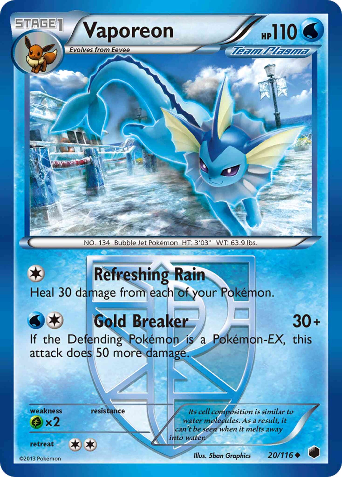 Vaporeon - 20/116 - Uncommon [bw9-20] [Non-Holo]