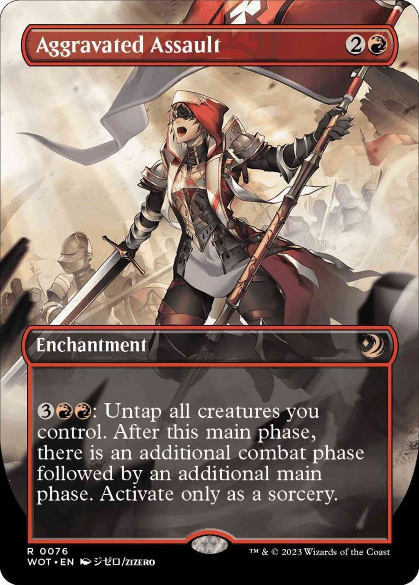 Aggravated Assault [76] [Borderless] [Anime] [Wilds of Eldraine: Enchanting Tales] [Non-Foil]