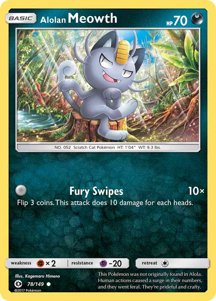 Alolan Meowth - 78/149 - Common [sm1-78] [Non-Holo]