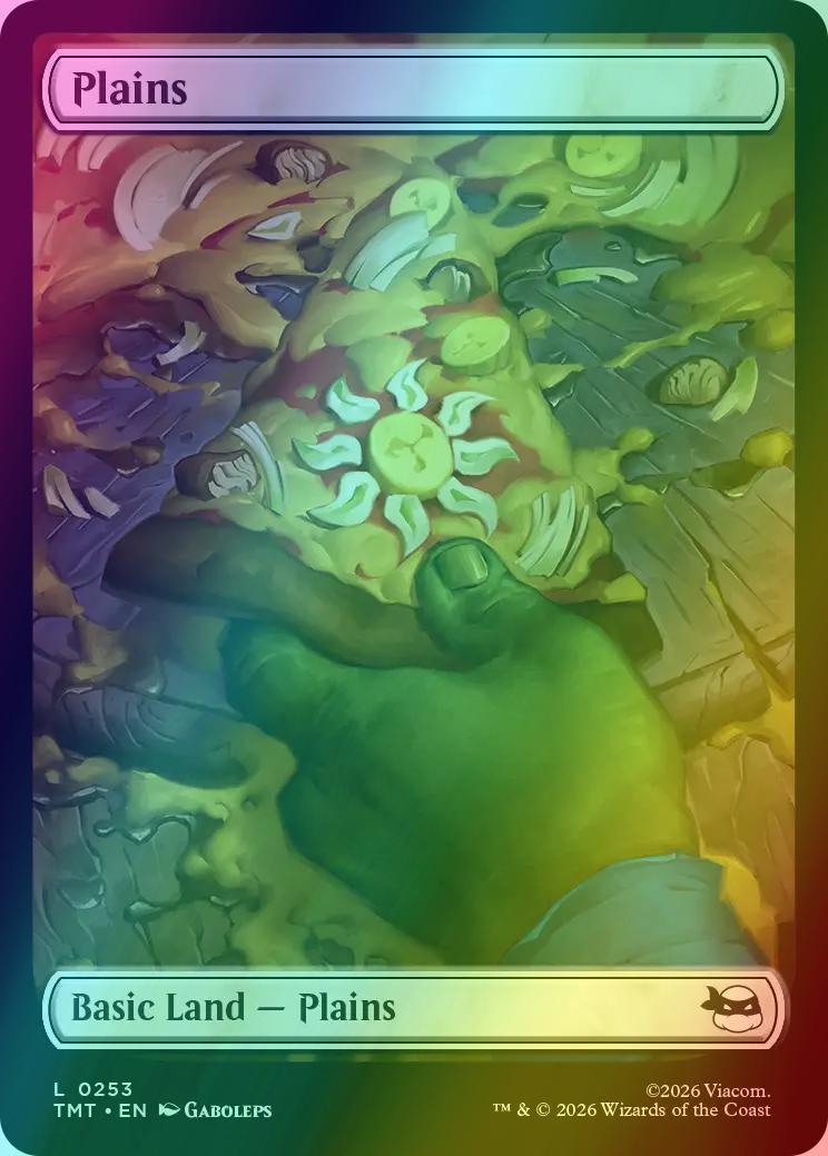 Plains [253] [Full Art] [Pizza Basic Land ] [Teenage Mutant Ninja Turtles] [Foil]