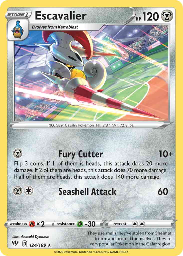 Escavalier - 124/189 - Rare [swsh3-124] [Reverse Holo]