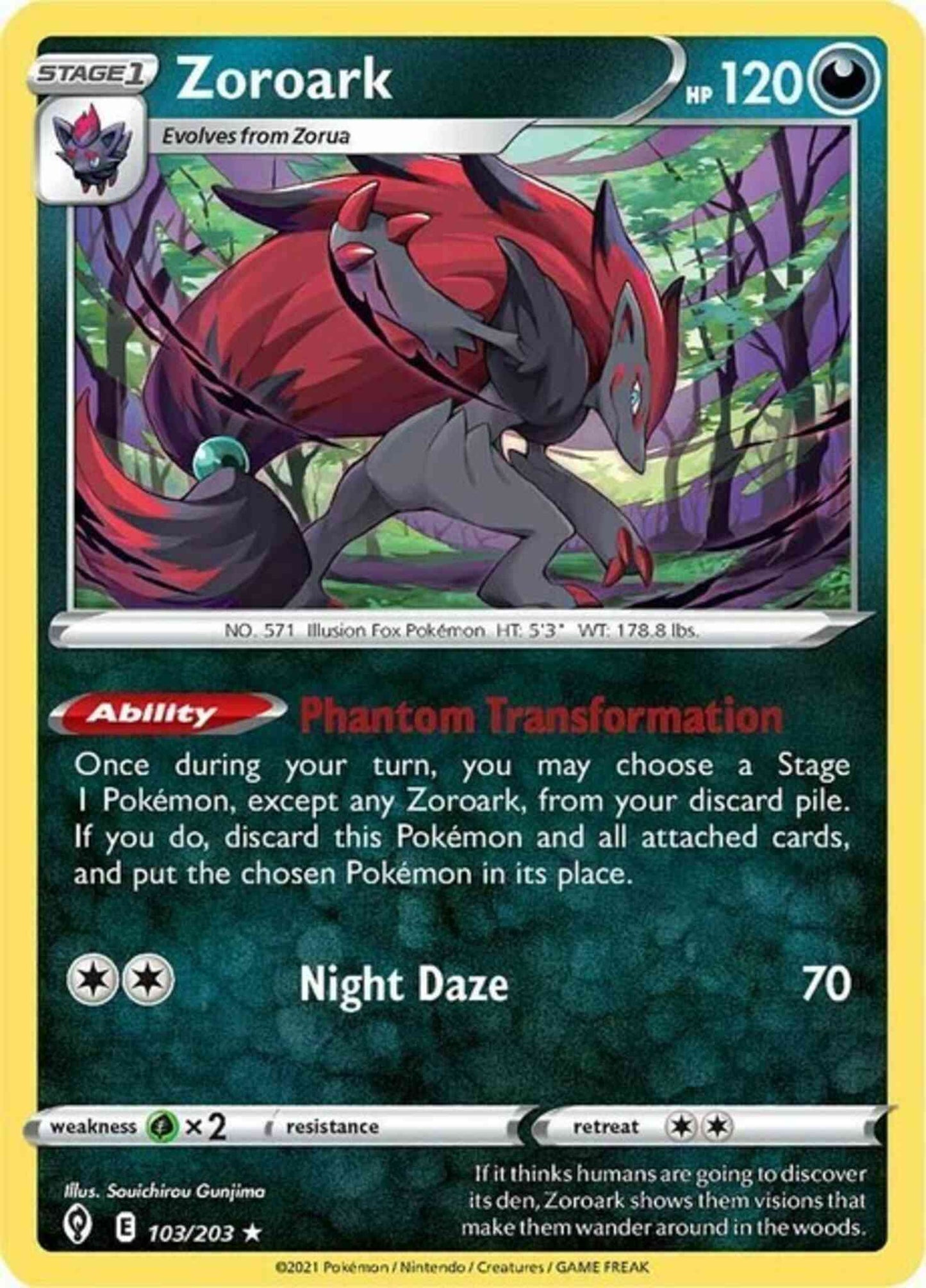Zoroark - 103/203 - Rare Holo [swsh7-103] [Reverse Holo]