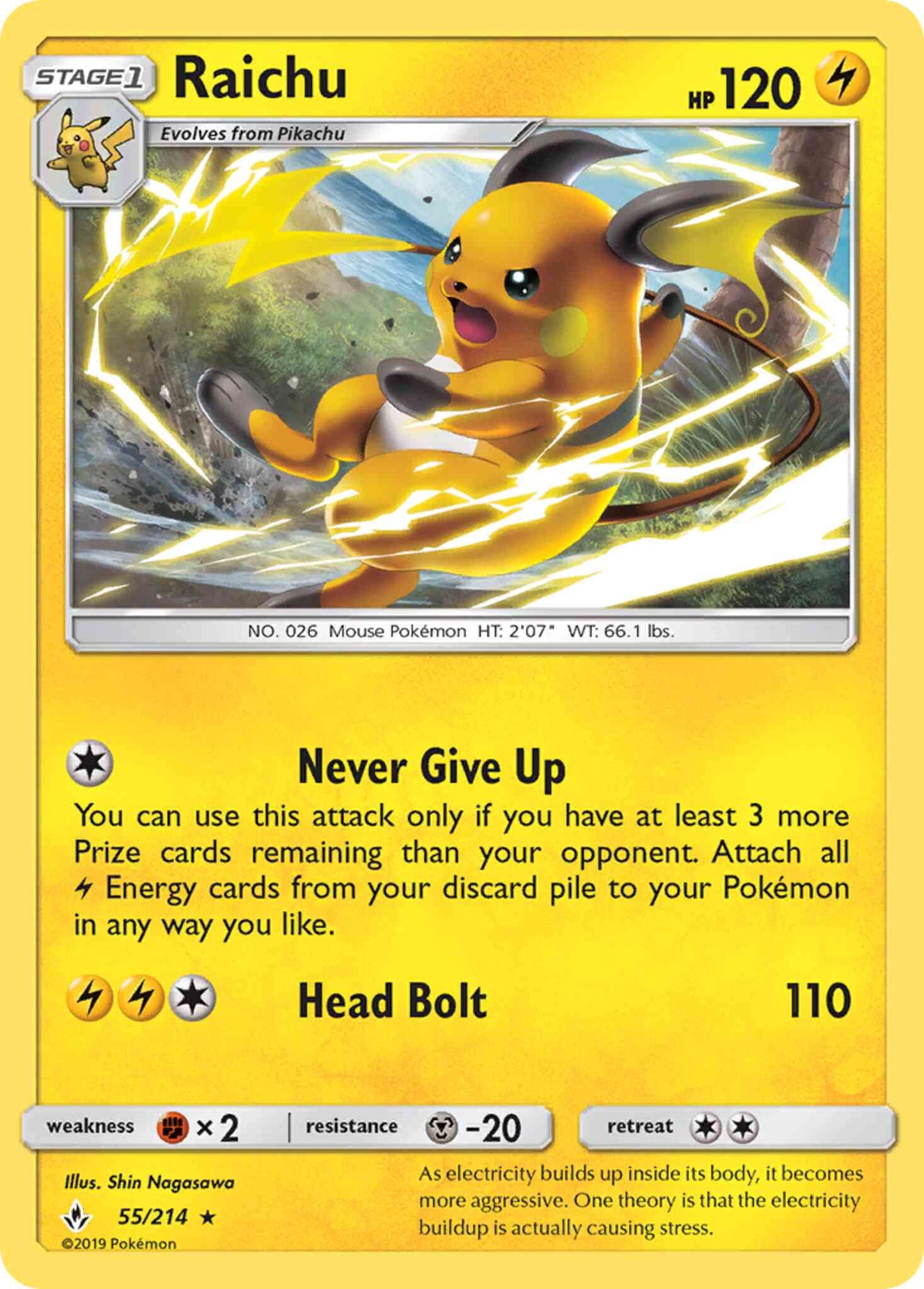 Raichu - 55/214 - Rare [sm10-55] [Reverse Holo]