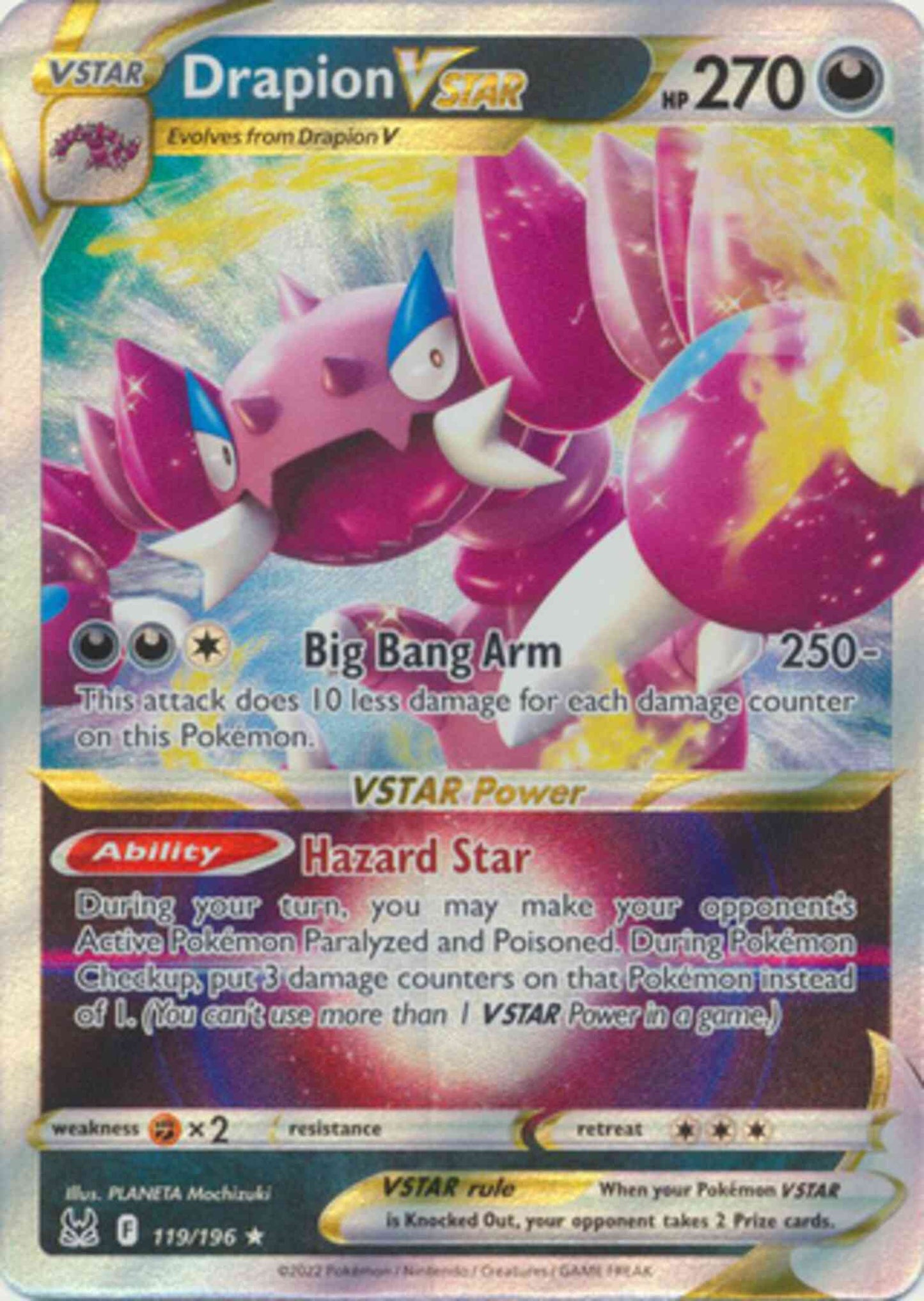 Drapion VSTAR - 119/196 - Rare Holo VSTAR [swsh11-119] [Ultra]