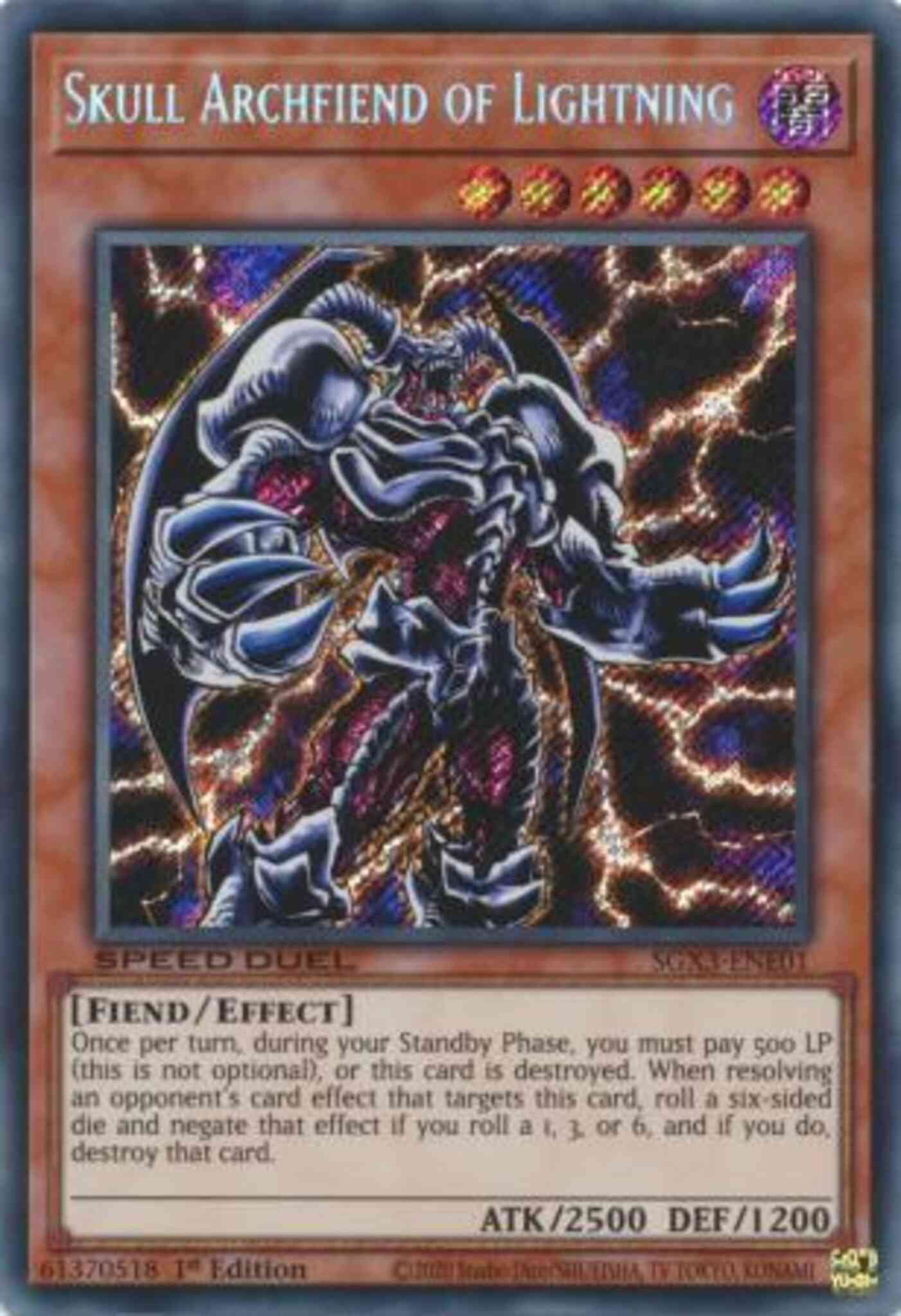 Skull Archfiend of Lightning - SGX3-ENE01 - Secret Rare - 1st Edition