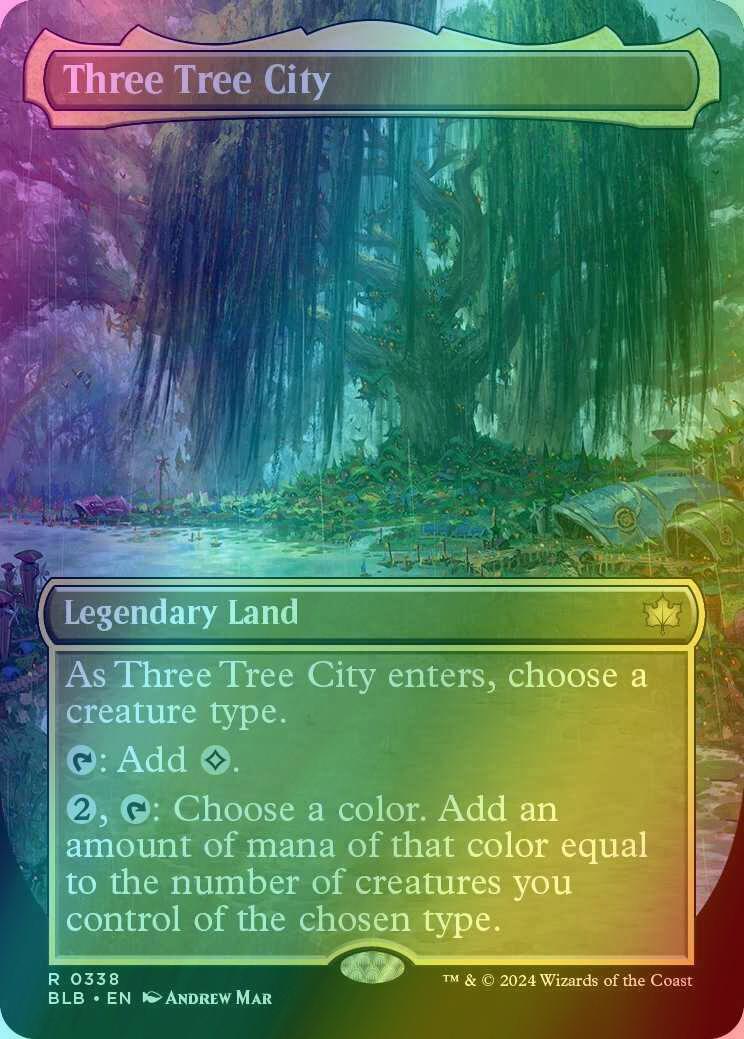 Three Tree City [338] [Borderless] [Summer] [Bloomburrow] [Foil]