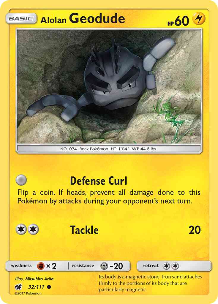 Alolan Geodude - 32/111 - Common [sm4-32] [Reverse Holo]