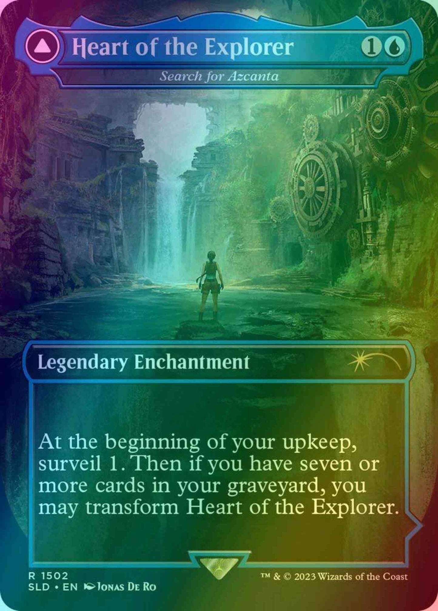 Heart of the Explorer - Search for Azcanta // The Lost Valley - Azcanta, the Sunken Ruin [1502] [Borderless] [Tomb Raider] [Secret Lair Drop] [Foil]