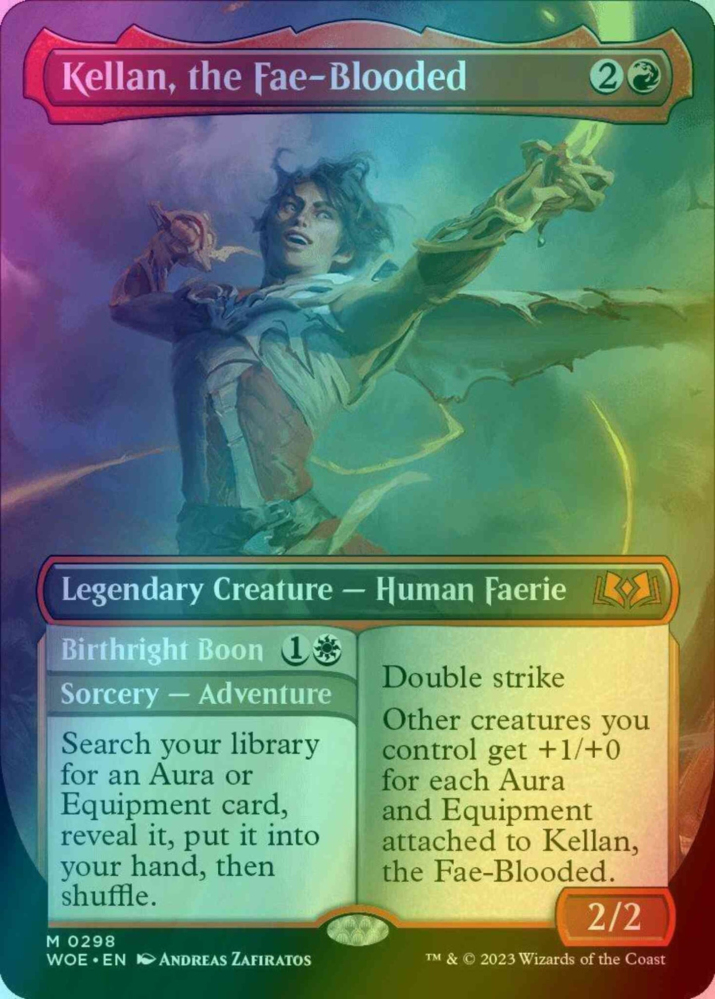 Kellan, the Fae-Blooded // Birthright Boon [298] [Borderless] [Wilds of Eldraine] [Foil]