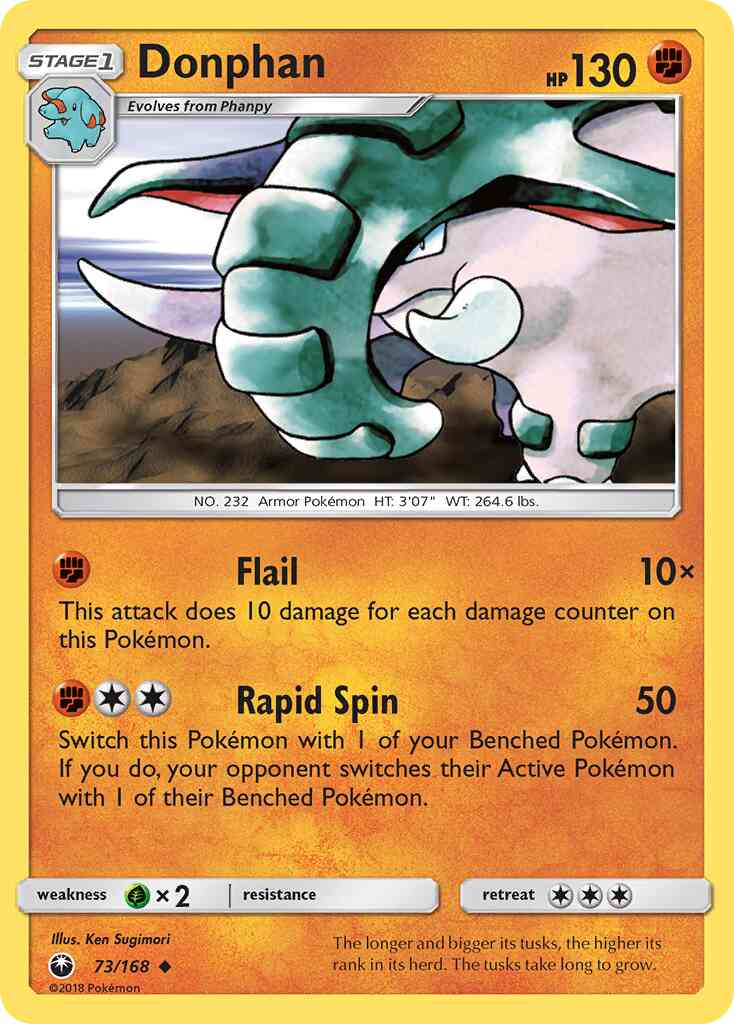 Donphan - 73/168 - Uncommon [sm7-73] [Non-Holo]