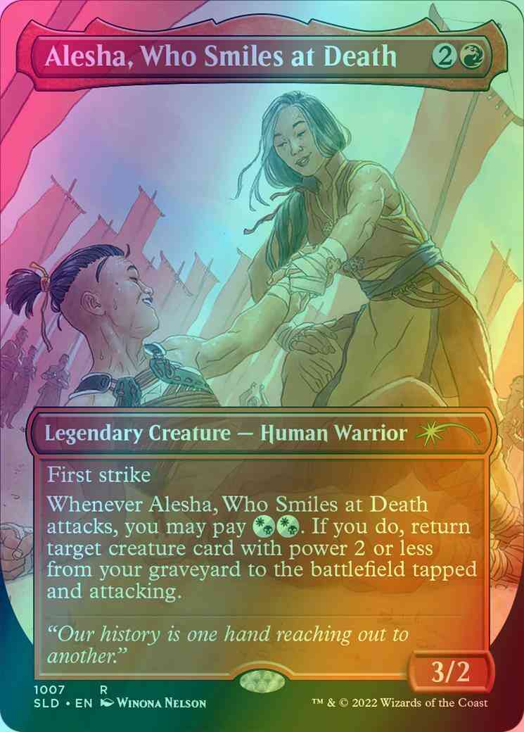 Alesha, Who Smiles at Death [1007] [Borderless] [Pride Across the Multiverse] [Secret Lair Drop] [Foil]
