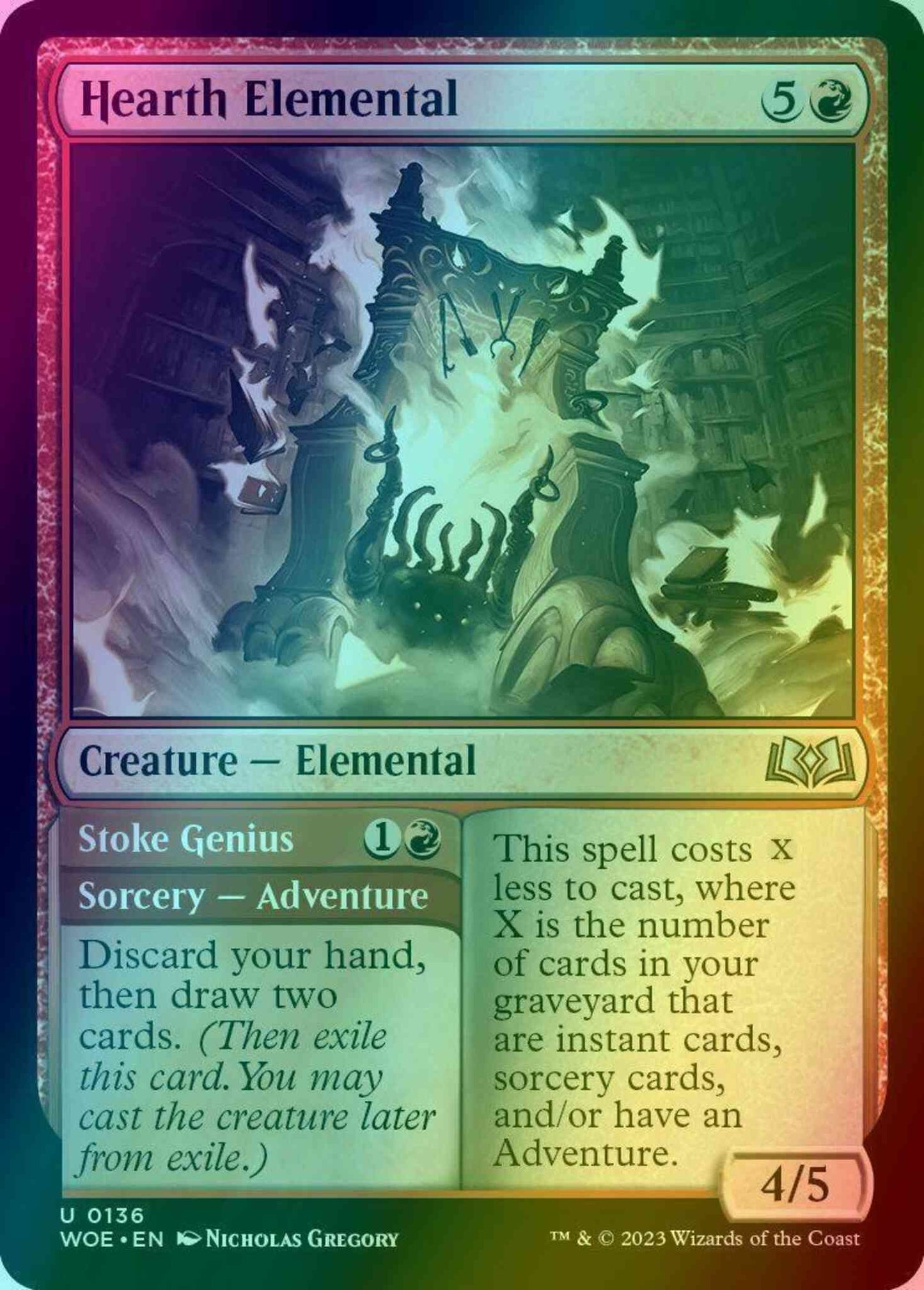 Hearth Elemental // Stoke Genius [136] [Wilds of Eldraine] [Foil]