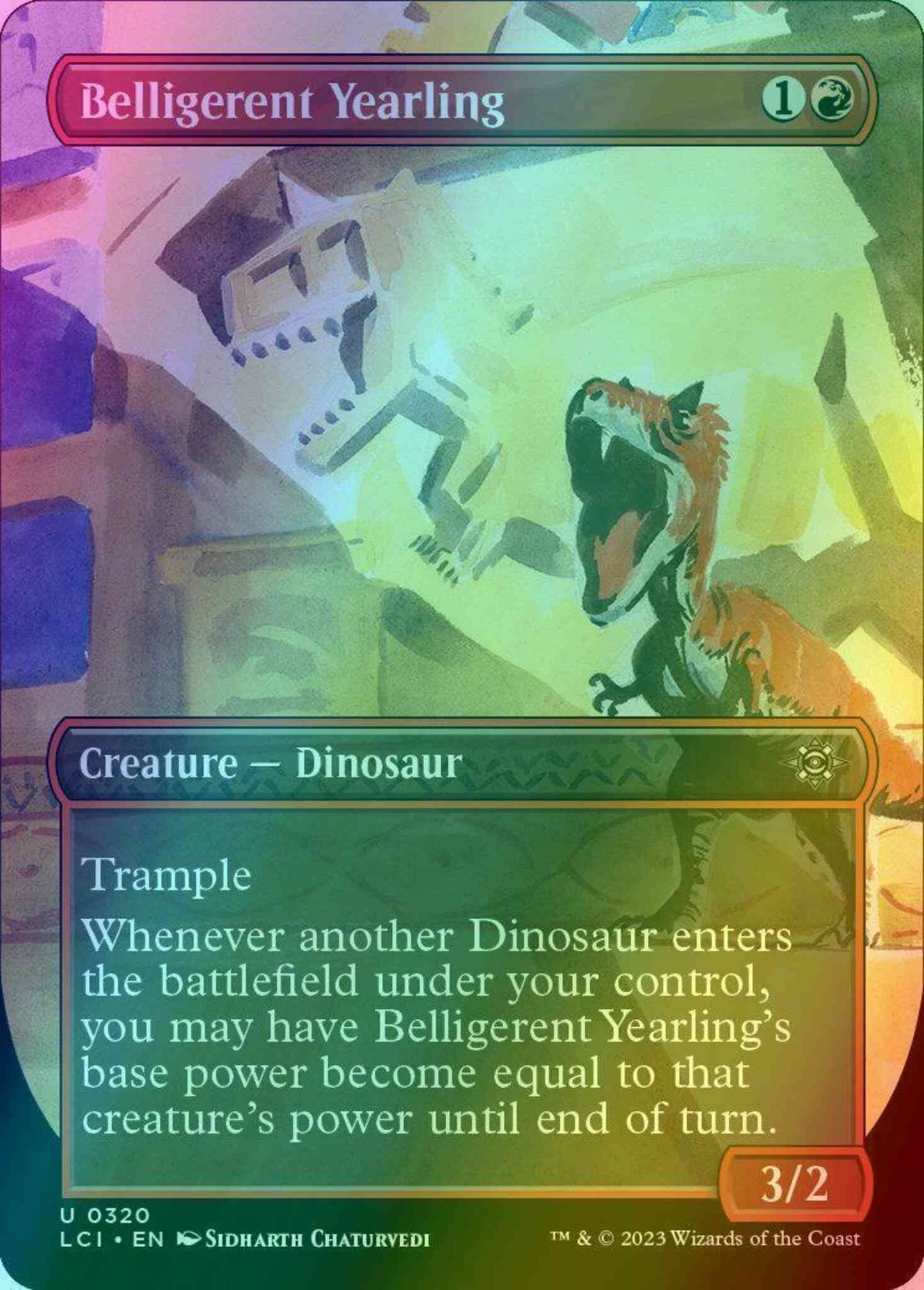 Belligerent Yearling [320] [Borderless] [The Lost Caverns of Ixalan] [Foil]
