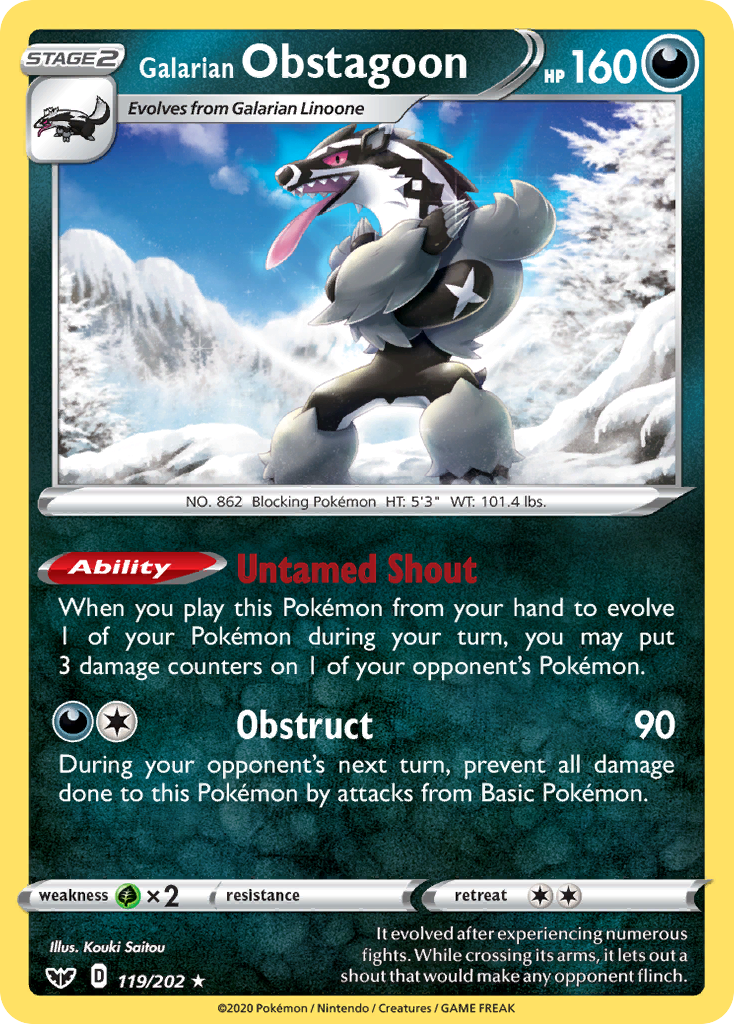 Galarian Obstagoon - Theme Deck - 119/202 - Rare Holo [swsh1-119] [Non-Holo]