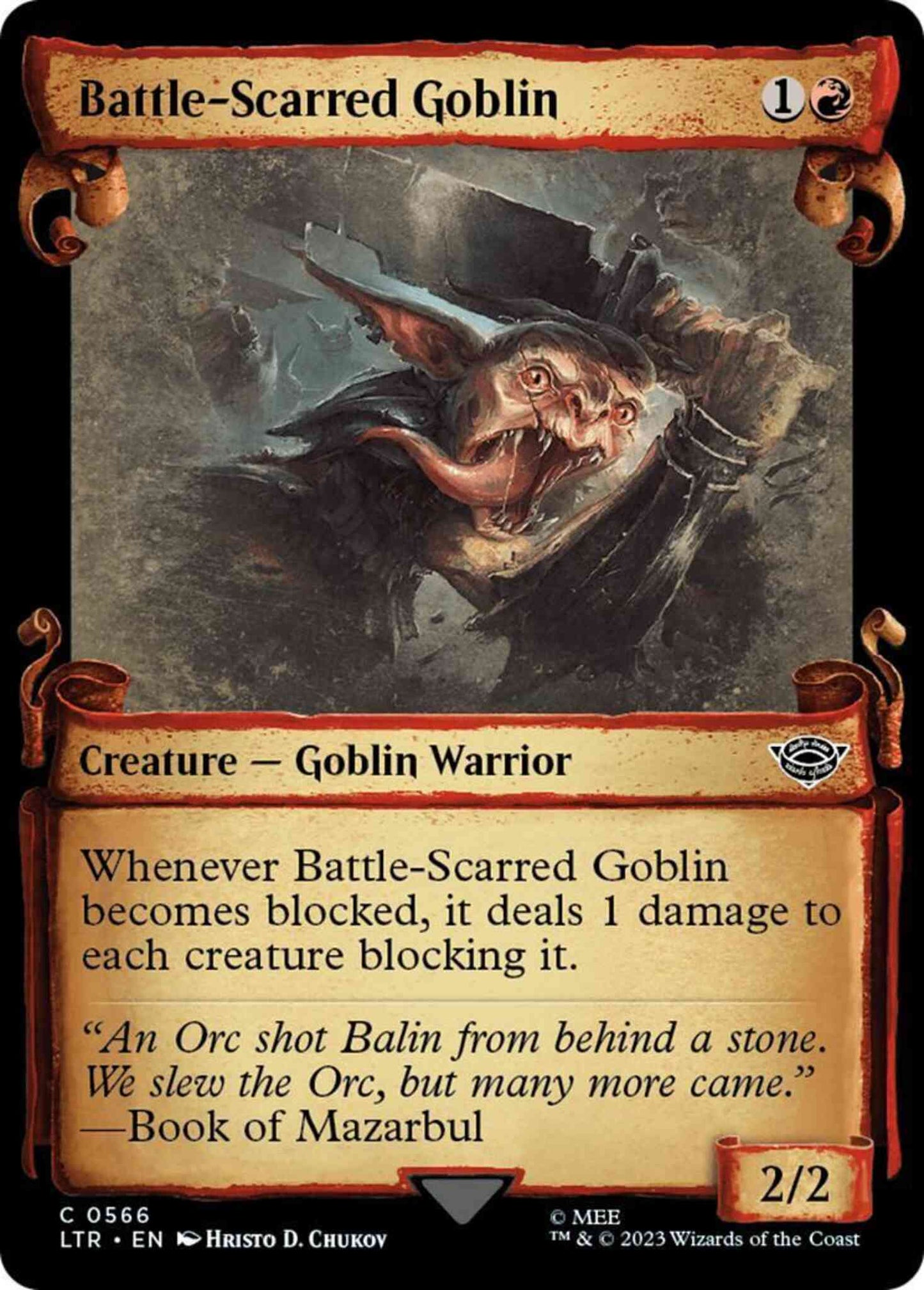 Battle-Scarred Goblin [566] [Scrolls Showcase] [The Lord of the Rings: Tales of Middle-earth] [Non-Foil]