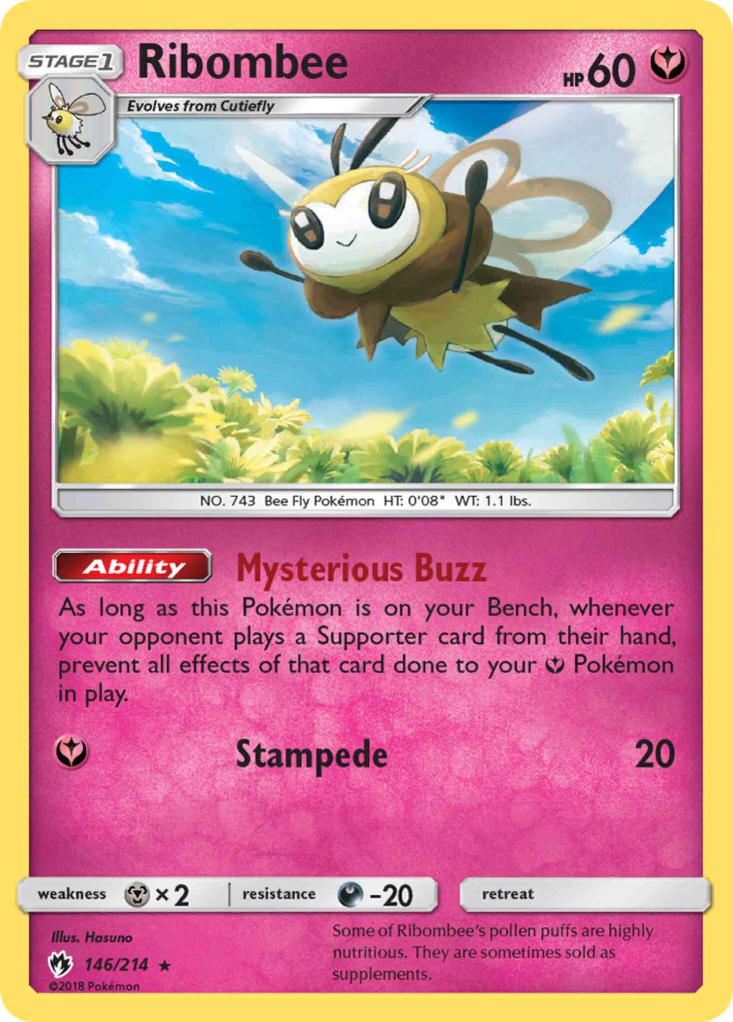 Ribombee - 146/214 - Rare [sm8-146] [Reverse Holo]