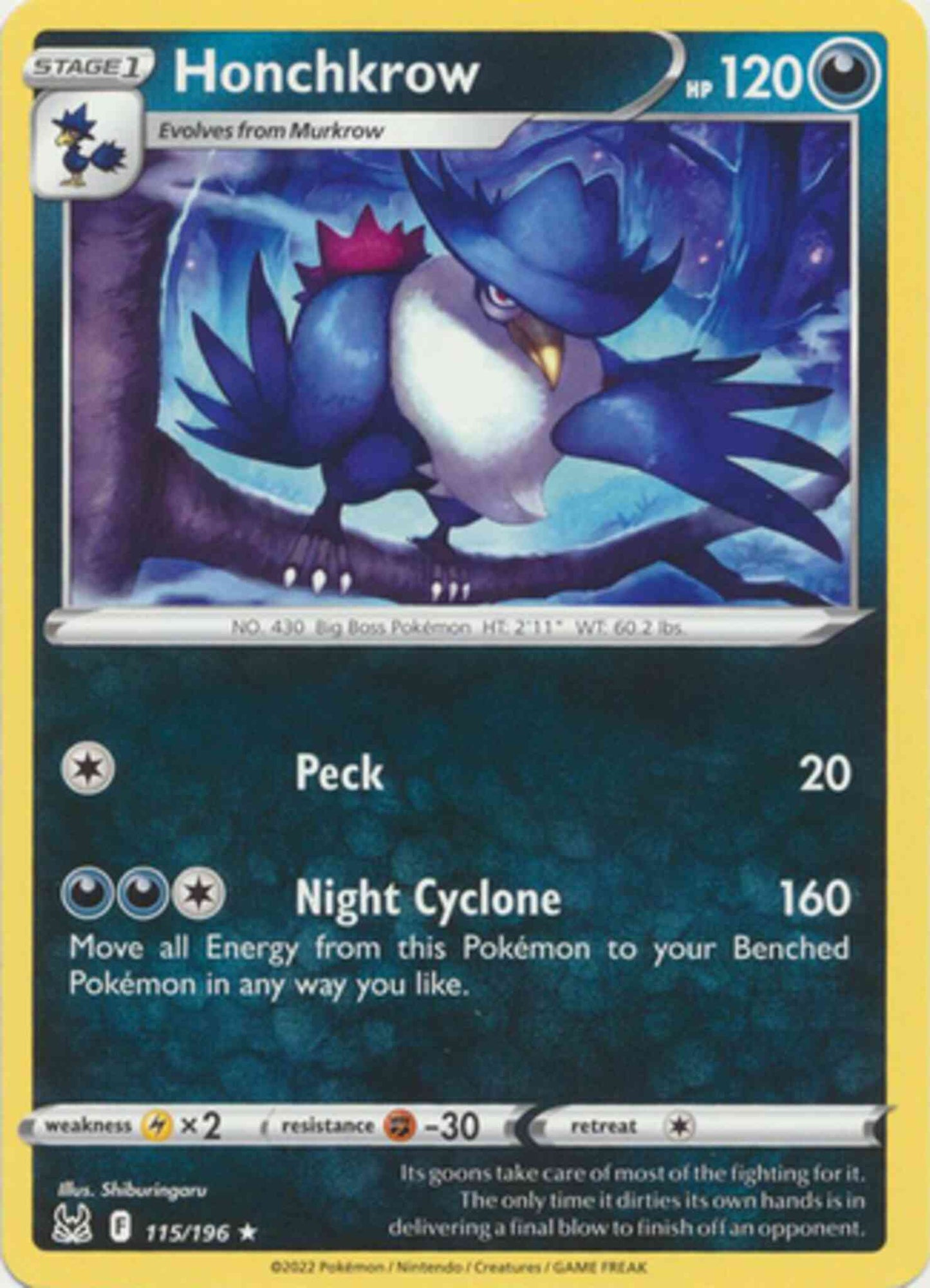 Honchkrow - 115/196 - Rare [swsh11-115] [Non-Holo]