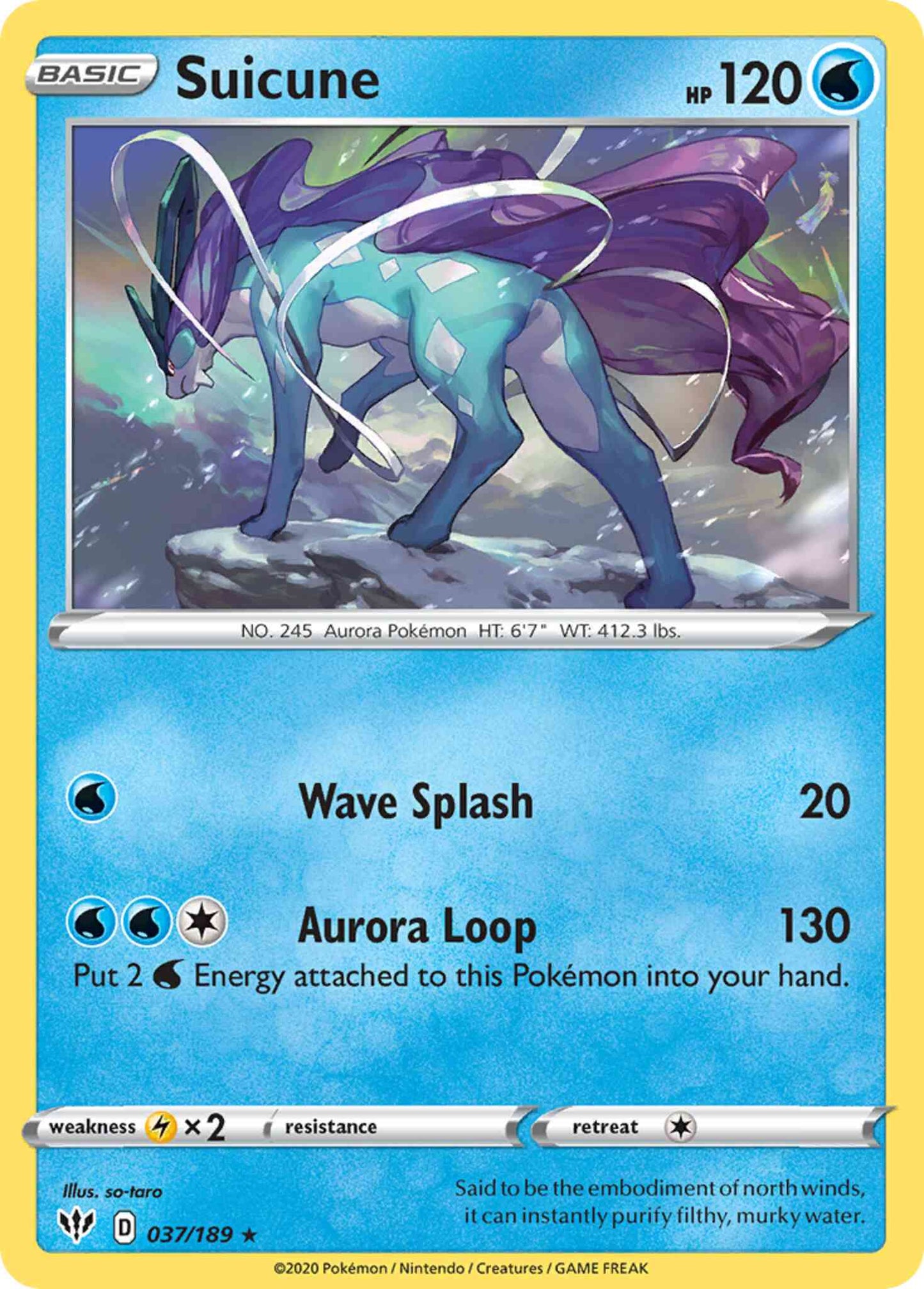 Suicune - 037/189 - Rare Holo [swsh3-037] [Reverse Holo]