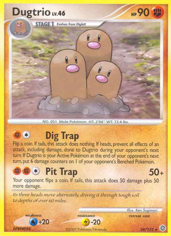 Dugtrio - 24/132 - Rare [dp3-24] [Non-Holo]
