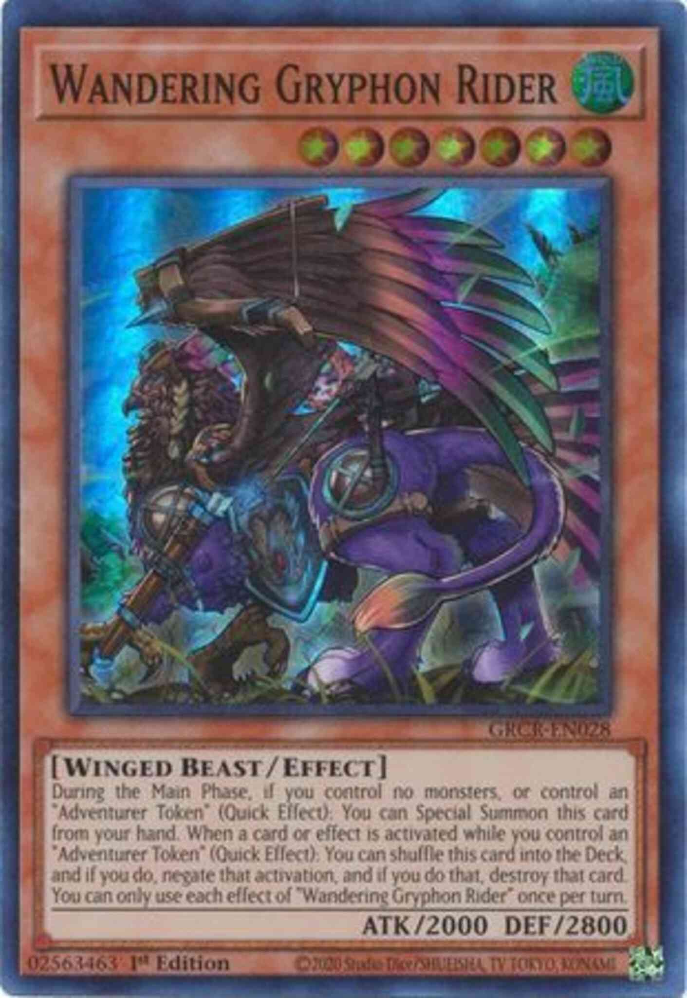 Wandering Gryphon Rider - GRCR-EN028 - Super Rare - 1st Edition
