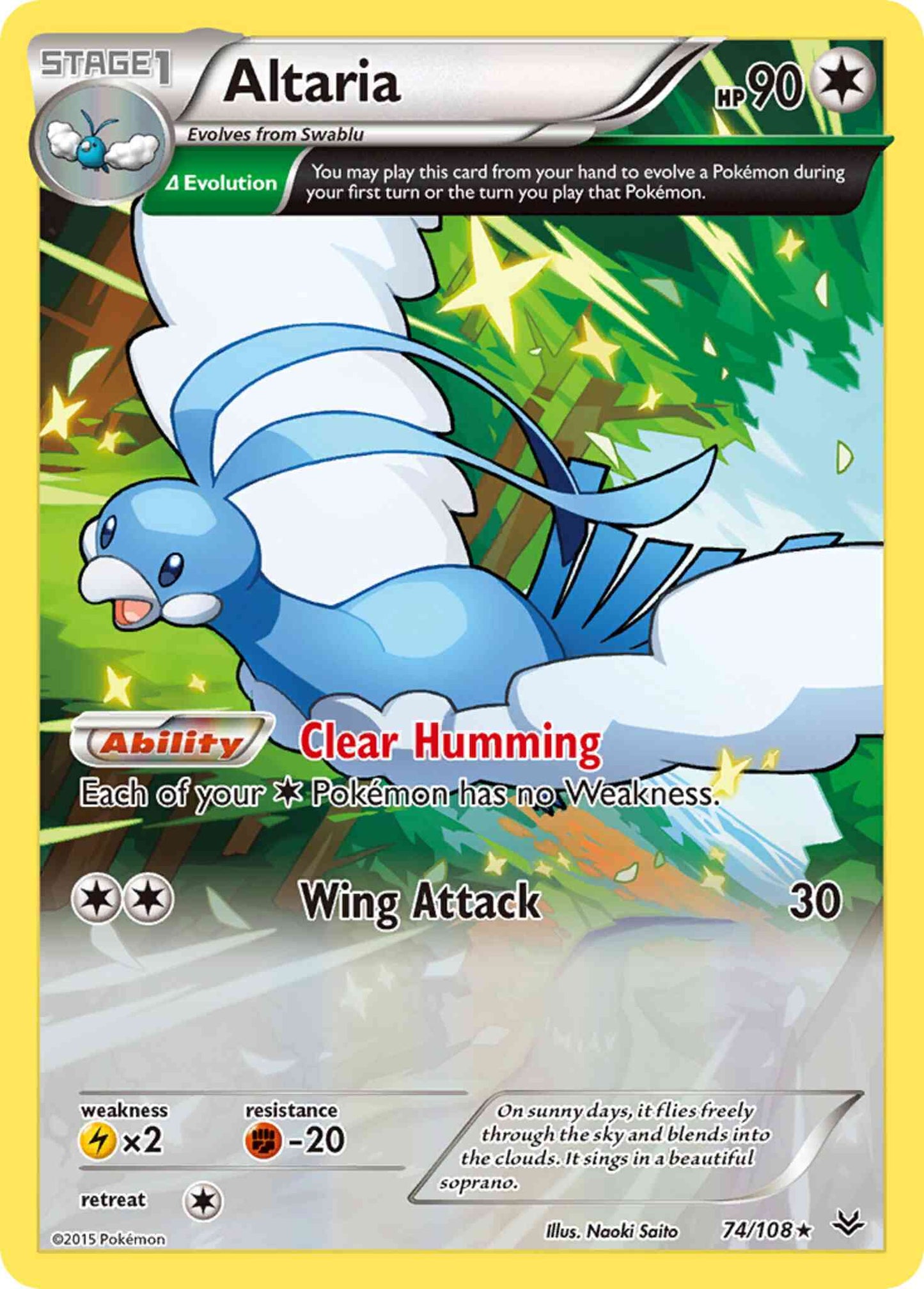 Altaria - 74/108 - Rare [xy6-74] [Non-Holo]