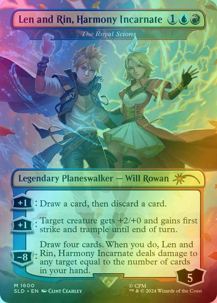Len and Rin, Harmony Incarnate - The Royal Scions [1600] [Borderless] [Hatsune Miku: Electric Entourage] [Secret Lair Drop] [Foil]