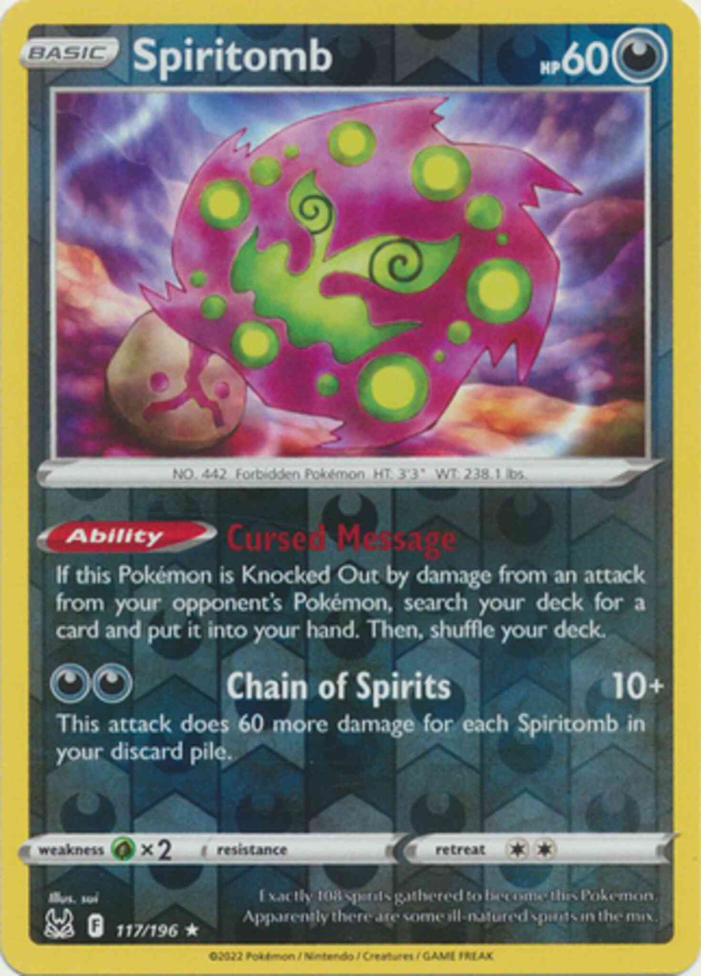 Spiritomb - 117/196 - Rare [swsh11-117] [Reverse Holo]